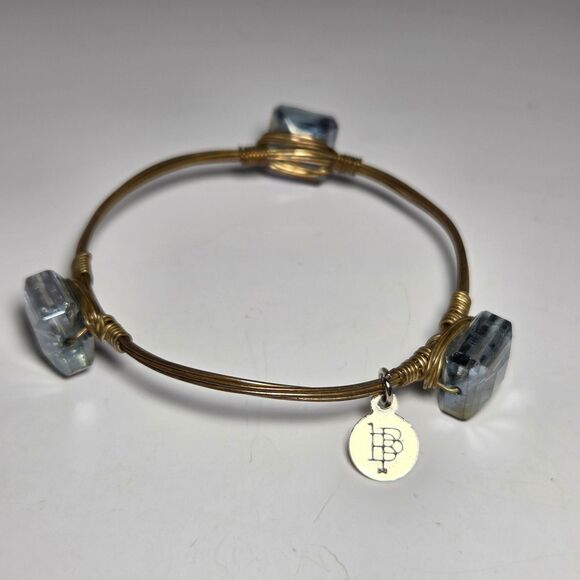 4 Bourbon & Bowties Wire Bangle Bracelets Tigers Eye Aurora Borealis Marbled - Picture 4 of 11